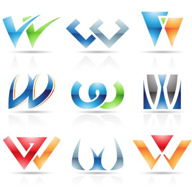 Glossy Icons for letter W clipart