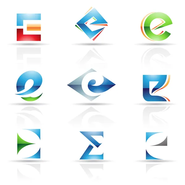 Lesklý ikony pro písmeno e — Stockový vektor