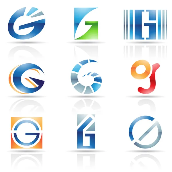 Icônes brillantes pour la lettre G — Image vectorielle