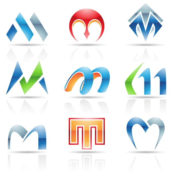 Iconos brillantes para la letra M — Vector de stock