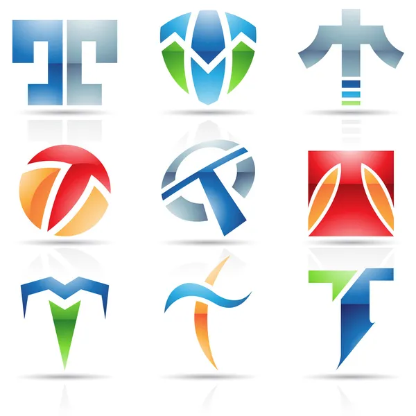 Glossy Icons for letter T — Stock Vector