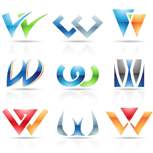 Glossy Icons for letter W — Stock Vector