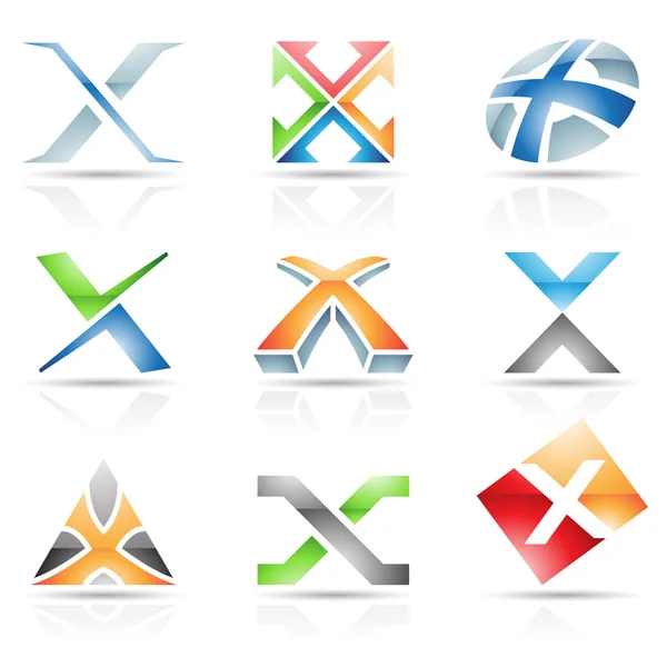 Glossy Icons for letter X — Stock Vector