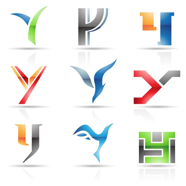Glansigt ikoner för bokstaven y — Stock vektor