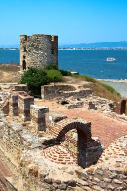 eski taş değirmen. Nessebar. Bulgaristan.