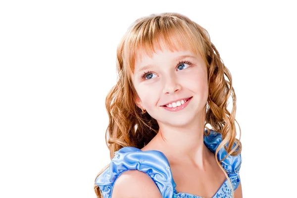 Boldog szép tini lány, elszigetelt fehér portréja — Stock Fotó