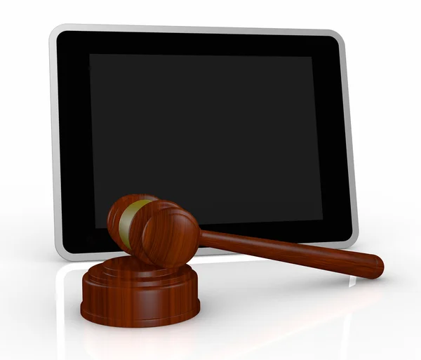 Gavel and tablet pc — Stock Photo, Image