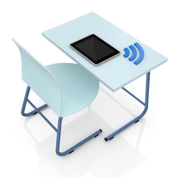 School desk with tablet — Stock Photo, Image
