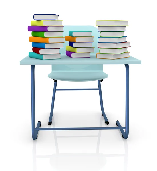 Schulbank mit Büchern — Stockfoto