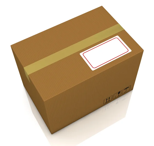 Caja de cartón con etiqueta —  Fotos de Stock