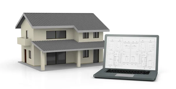 Real estate and computer — Stock Photo, Image