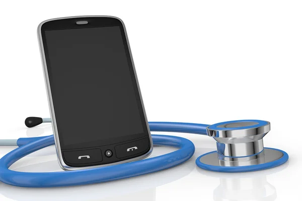 Smartphone e stetoscopio — Foto Stock