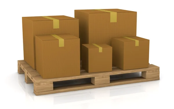 Pallet and carton box — Stock Photo, Image