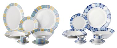 Ceramic plates and cups clipart