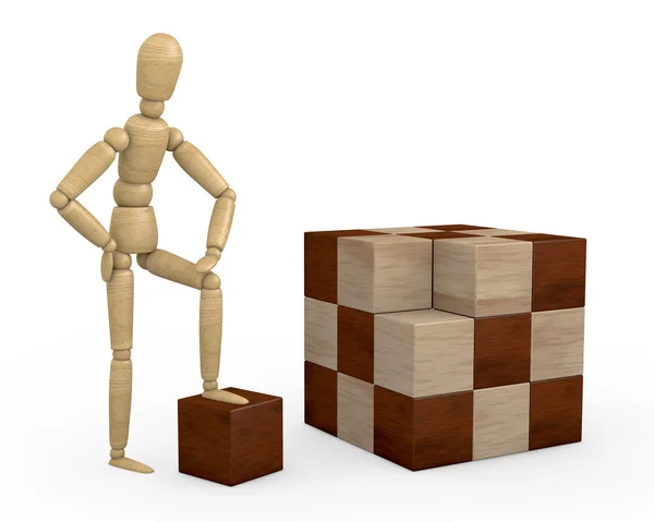Puzzle drewniane cube — Zdjęcie stockowe