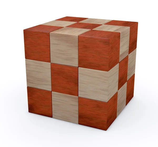 Houten kubus puzzel — Stockfoto