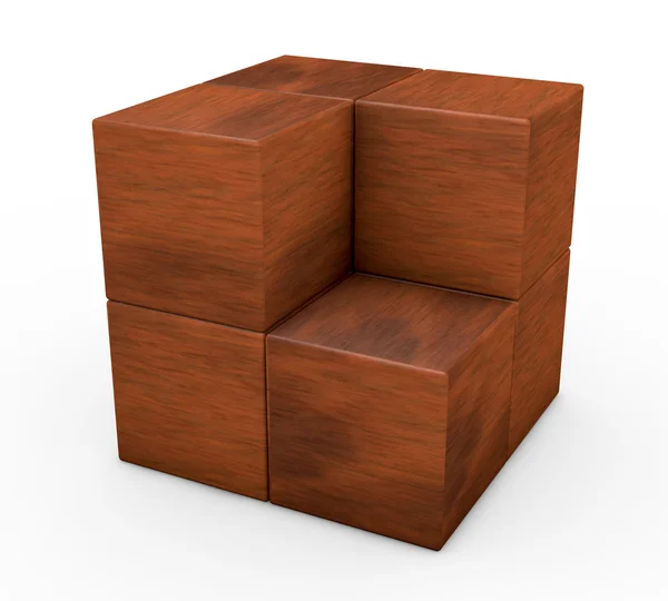 Puzzle cubo di legno — Foto Stock