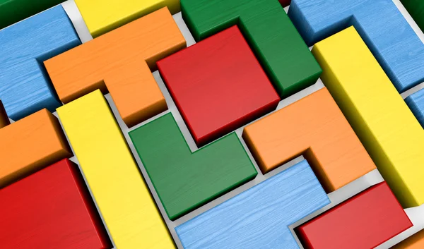Dřevěný blok puzzle — Stock fotografie