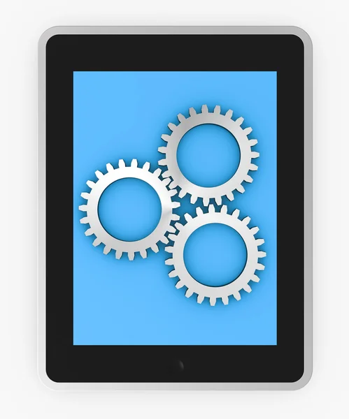 Computer with gears — Stock Photo, Image