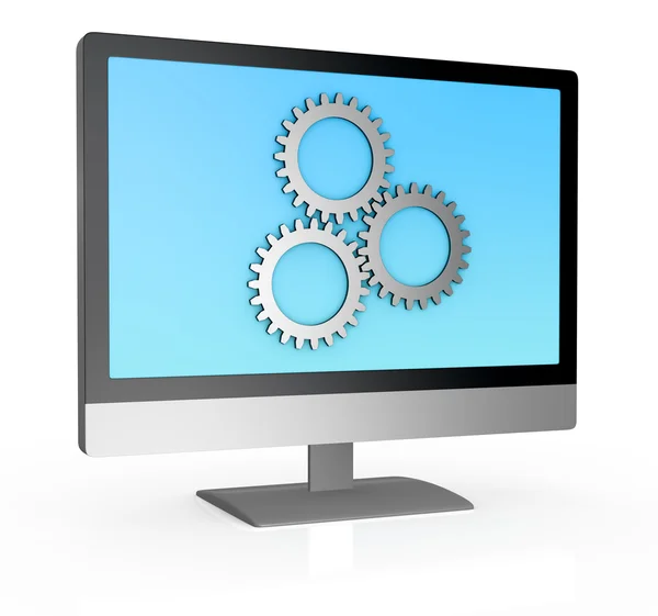 Computer with gears — Stock Photo, Image