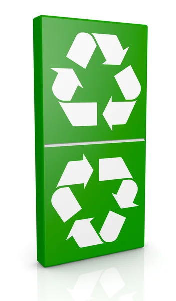 Símbolo del reciclaje como pieza de dominó — Foto de Stock