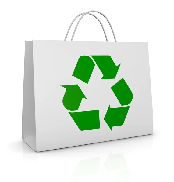 Bolsa de compras y símbolo de reciclaje — Foto de Stock