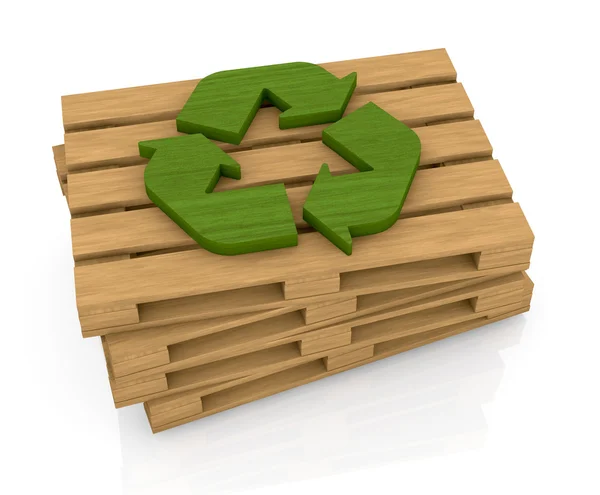 Palette und Recycling-Symbol — Stockfoto