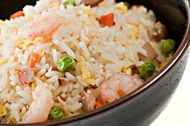 Closeup Bowl of Shrimp Stir Fry Rice clipart