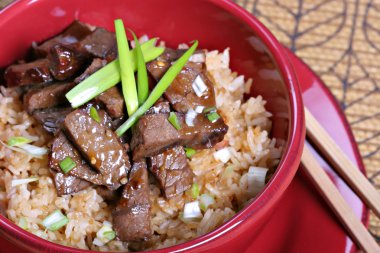 Beef stir-fry rice clipart