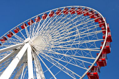 Chicago navy pier giant ferris wheel close up clipart