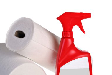 Cleaning Spray Bottle and Paper Towel clipart