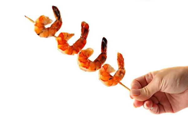Shrimp skewers with sweet garlic chili sauce — Stock Photo, Image