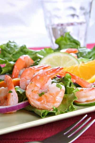Seasoned Juicy Cocktail Shrimp Plate — Stock Photo, Image
