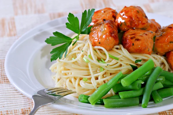 stock image Barbecue Meatball over Spaghetti