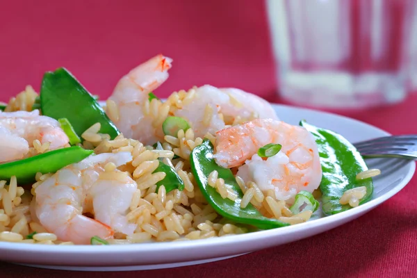 Shrimp Stir Fry Rice with Pea Pod — Stock Photo, Image