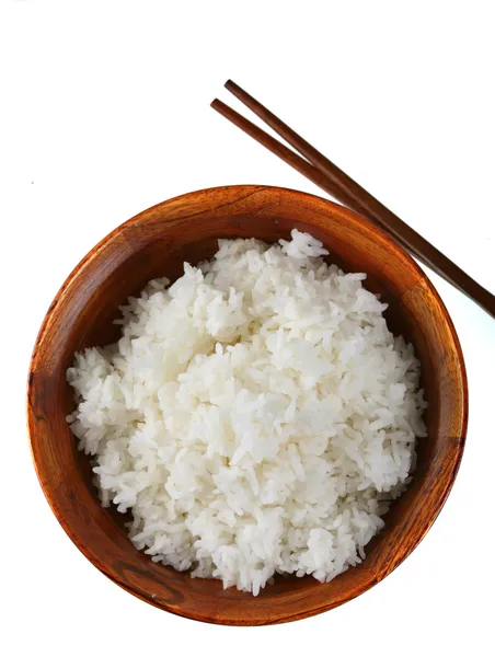 Tigela de arroz isolado — Fotografia de Stock