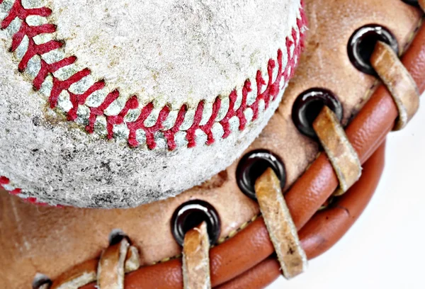 Close-up da linha de costura de beisebol — Fotografia de Stock