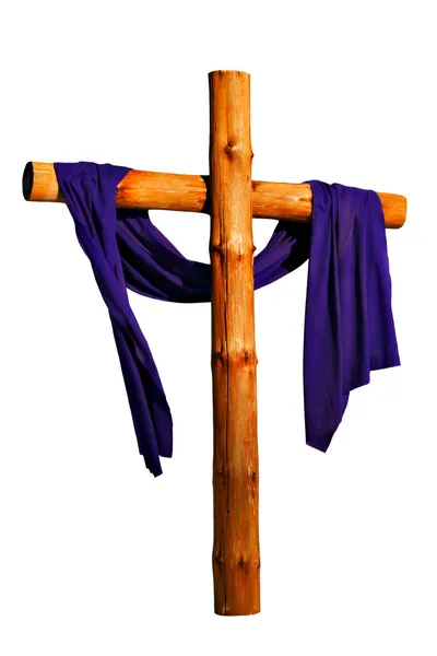 Дерев'яний хрест ізольовані — стокове фото