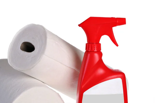 stock image Cleaning Spray Bottle and Paper Towel