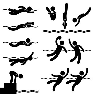 Swimming Aqua Aquatic Sport Game Icon Symbol Sign Pictogram clipart