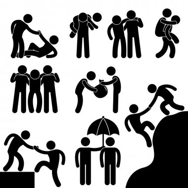 Business Friend Helping Each Other Icon Symbol Sign Pictogram