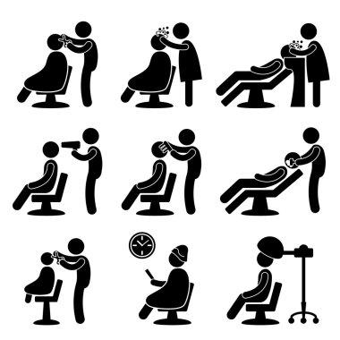 Barber Hair Salon Hairdresser Icon Symbol Sign Pictogram clipart