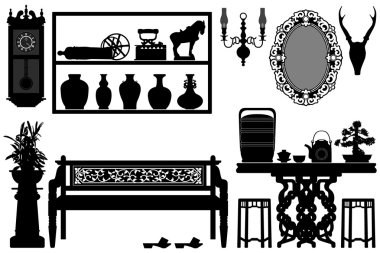 Old Antique Traditional Furniture Design Decoration clipart