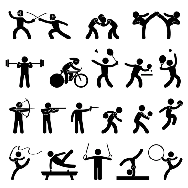 Pittogramma simbolo simbolo icona set sportivo indoor gioco atletico — Vettoriale Stock