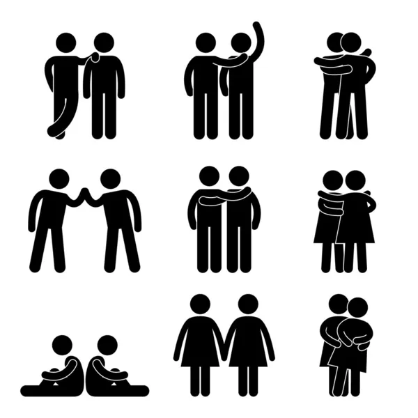 同性恋女同性恋异性恋图标概念象形符号 — 图库矢量图片