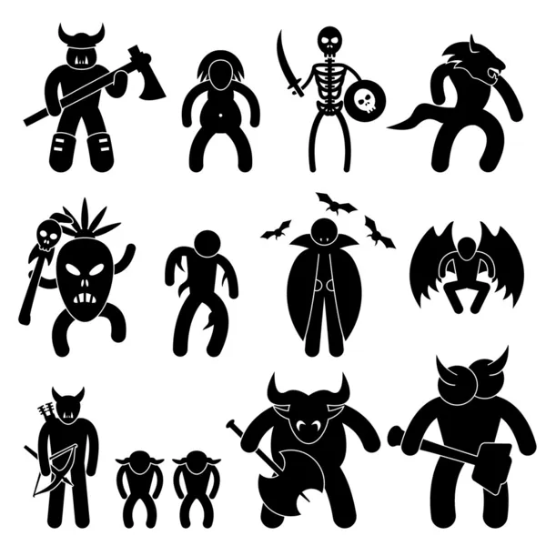 Ancient Warrior Character for Evil League Icon Symbol Sign Pictogram — Stock Vector