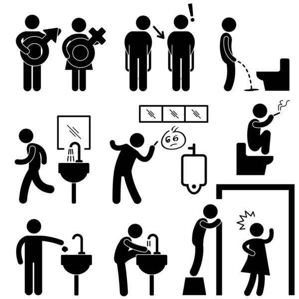 Pictogramme de signe de symbole d'icône de concept de toilette publique drôle — Image vectorielle