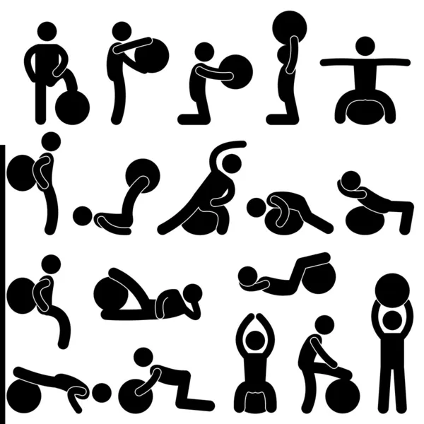 Exercice d'entraînement de balle de gymnastique d'homme — Image vectorielle