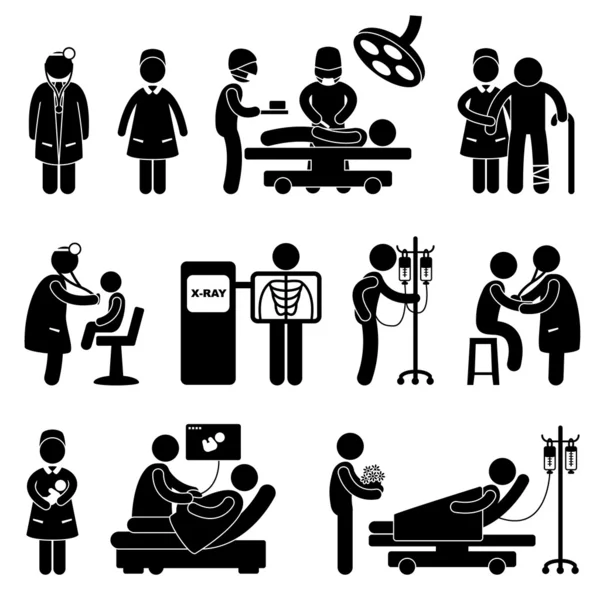 Orvos-nővér Kórház-rendelőintézet orvosi rendelő beteg Jogdíjmentes Stock Illusztrációk