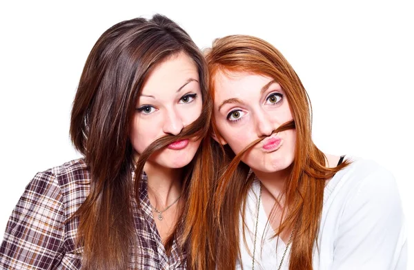 Friends with moustache — Stock Photo, Image